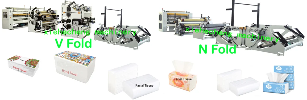China CE Certificate Tissue Paper Machine Manufacturer V Fold N Fold Glue Lamination Hand Towel Facial Tissue Making Folding Machine with Embossing